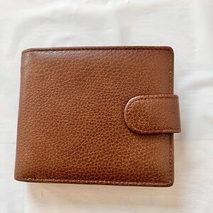 Brown Pebbled Leather Wallet 16 credit card slots Quad-Fold NWOT micro pak